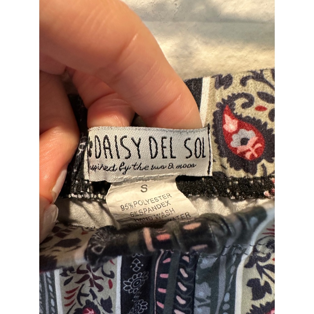 Daisy Del Sol Womens Small Olive Green Hamsa Paisley Flare Bell Bottom Pants - Picture 9 of 10